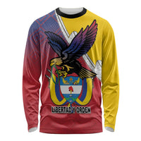 Colombia Coat Of Arms Long Sleeve Shirt With Flag Style And Folk Pattern - Wonder Print Shop