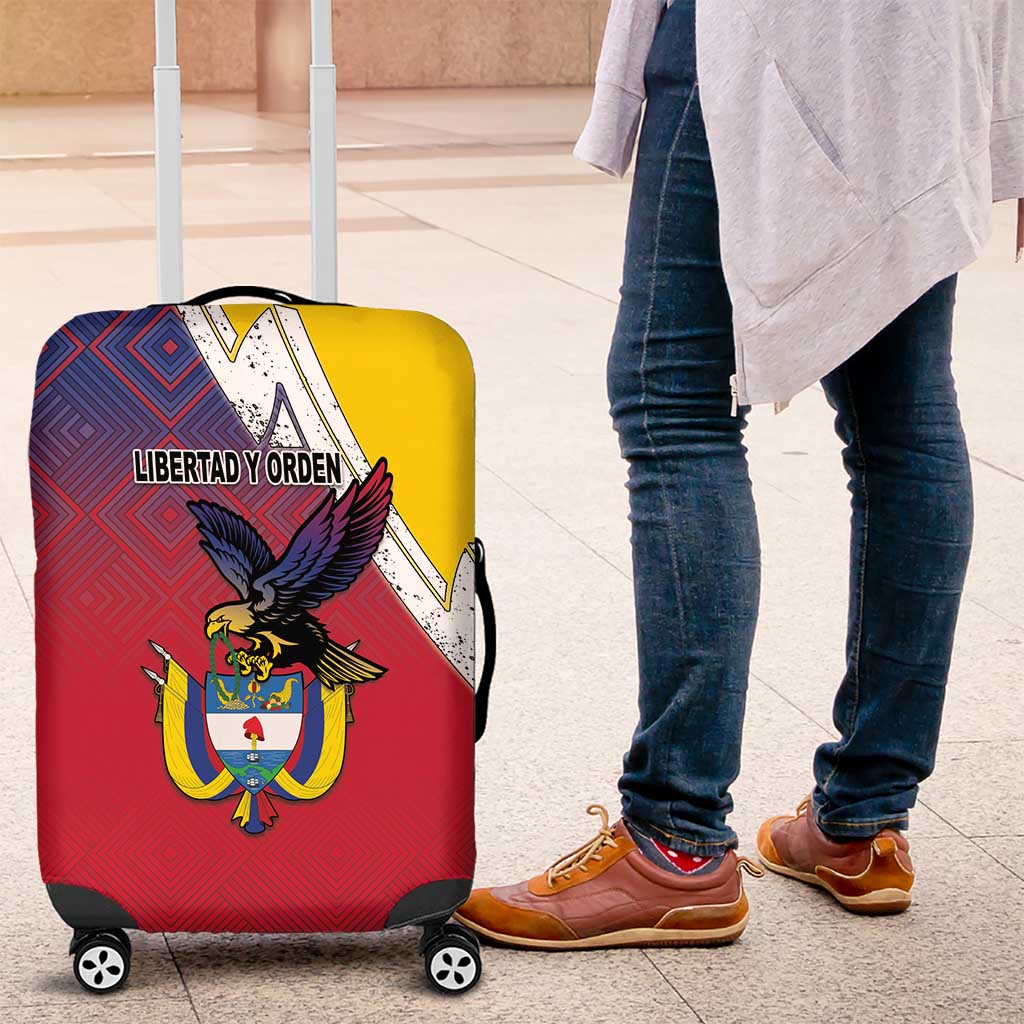 Colombia Coat Of Arms Luggage Cover With Flag Style And Folk Pattern - Wonder Print Shop