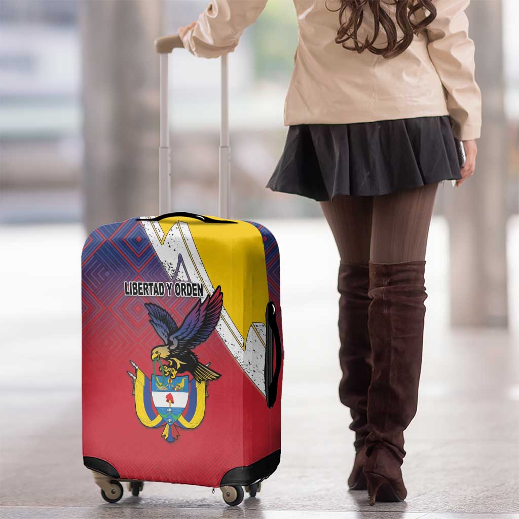 Colombia Coat Of Arms Luggage Cover With Flag Style And Folk Pattern - Wonder Print Shop