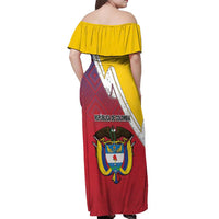 Colombia Coat Of Arms Off Shoulder Maxi Dress With Flag Style And Folk Pattern - Wonder Print Shop