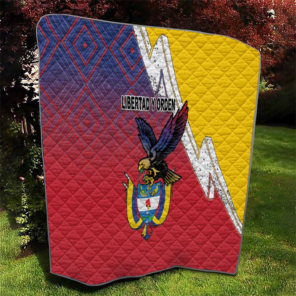 Colombia Coat Of Arms Quilt With Flag Style And Folk Pattern - Wonder Print Shop