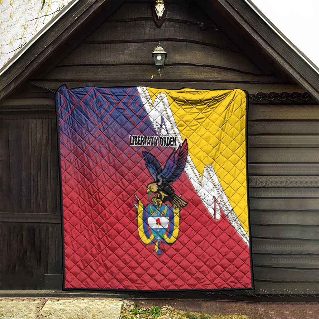 Colombia Coat Of Arms Quilt With Flag Style And Folk Pattern - Wonder Print Shop