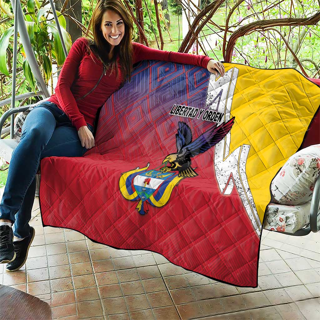 Colombia Coat Of Arms Quilt With Flag Style And Folk Pattern - Wonder Print Shop