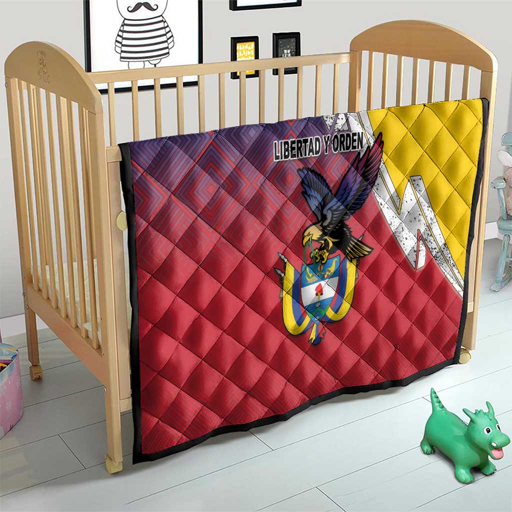 Colombia Coat Of Arms Quilt With Flag Style And Folk Pattern - Wonder Print Shop