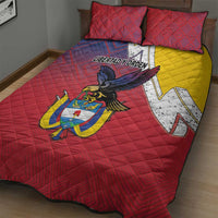 Colombia Coat Of Arms Quilt Bed Set With Flag Style And Folk Pattern - Wonder Print Shop
