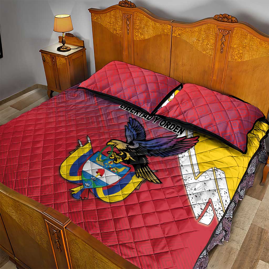 Colombia Coat Of Arms Quilt Bed Set With Flag Style And Folk Pattern - Wonder Print Shop