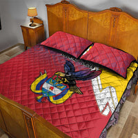 Colombia Coat Of Arms Quilt Bed Set With Flag Style And Folk Pattern - Wonder Print Shop