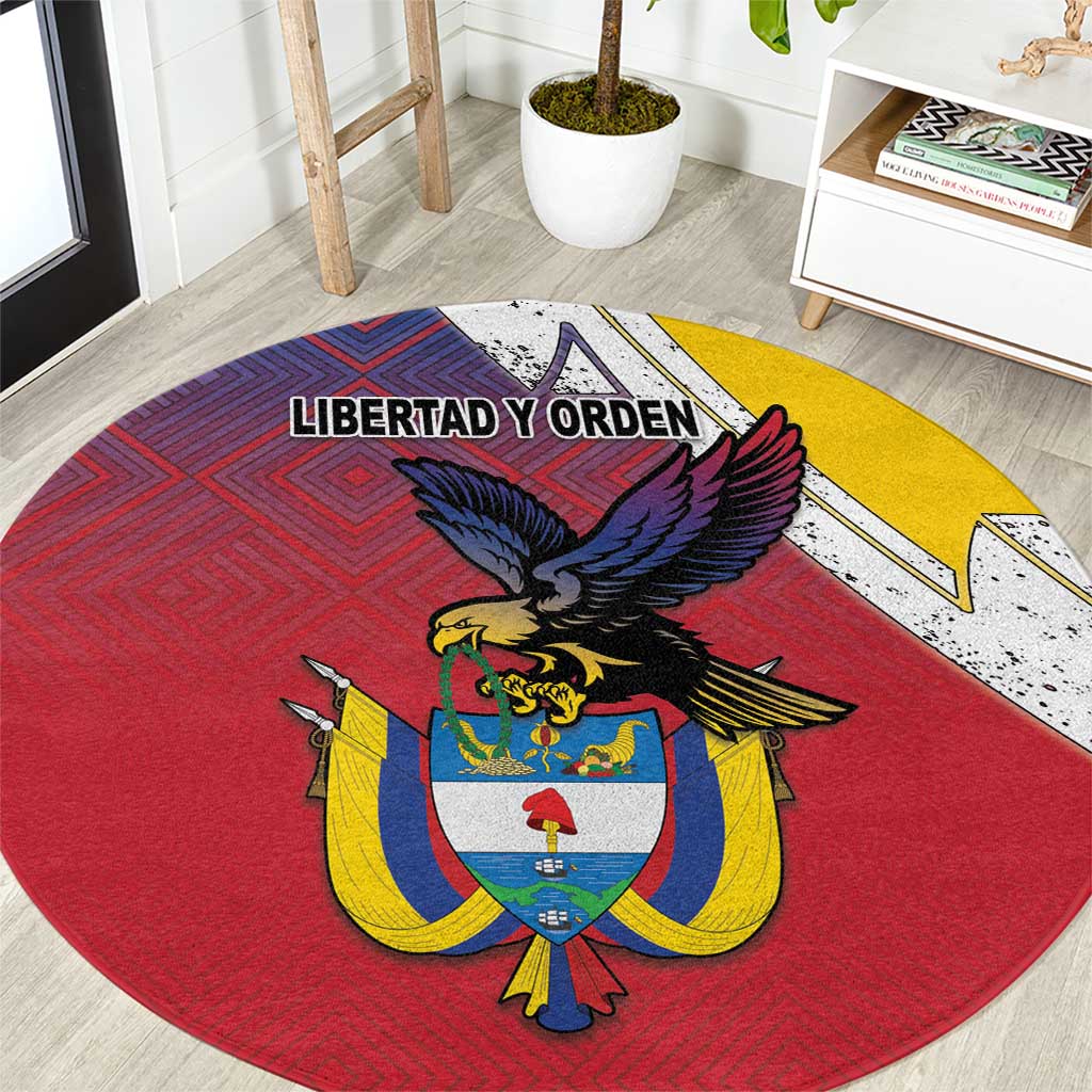 Colombia Coat Of Arms Round Carpet With Flag Style And Fork Partern