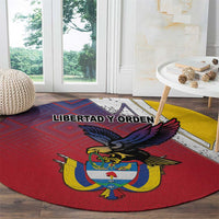 Colombia Coat Of Arms Round Carpet With Flag Style And Fork Partern