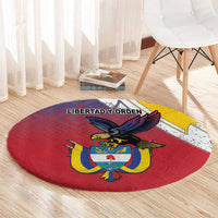 Colombia Coat Of Arms Round Carpet With Flag Style And Fork Partern