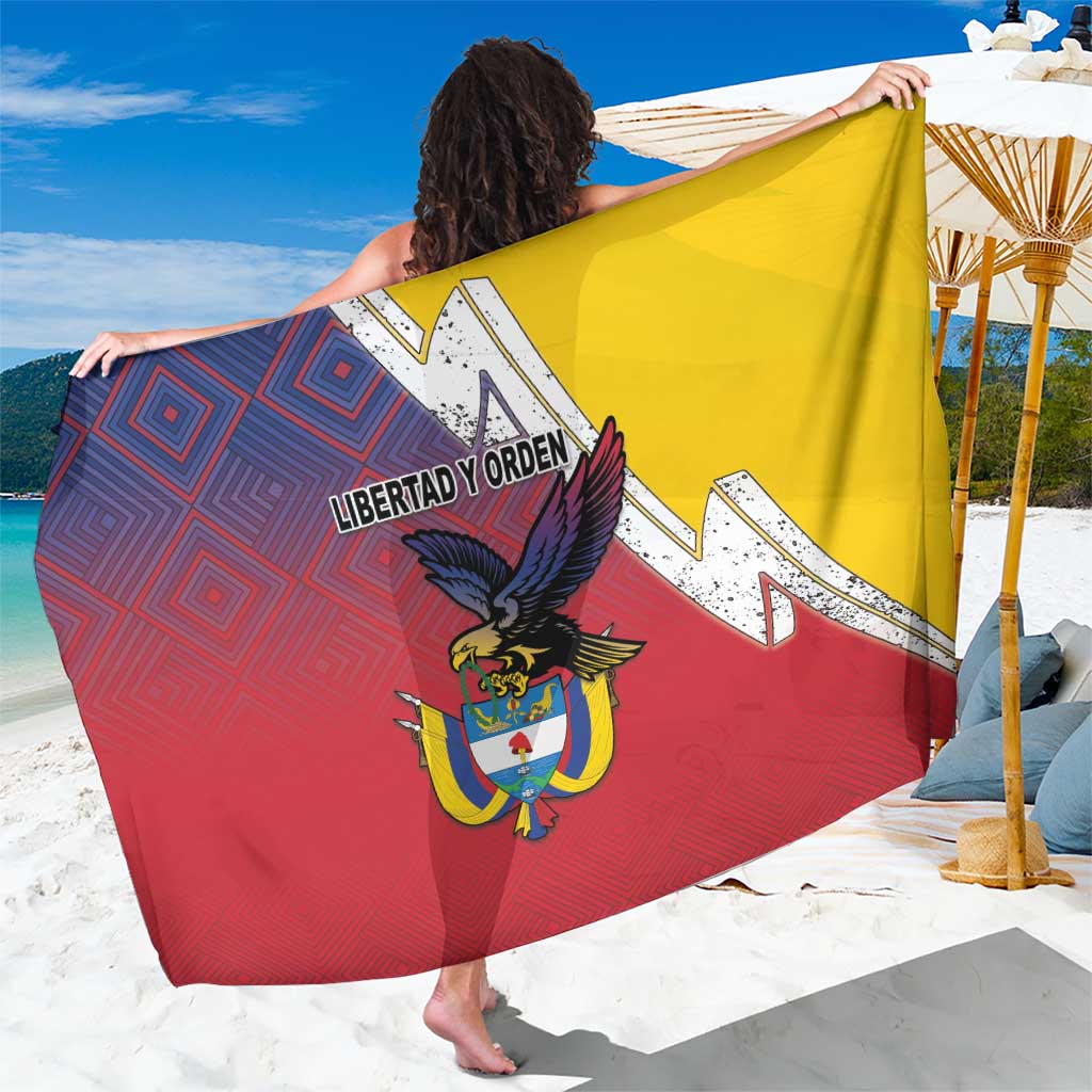 Colombia Coat Of Arms Sarong With Flag Style And Folk Pattern - Wonder Print Shop