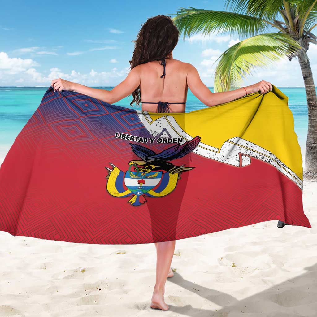 Colombia Coat Of Arms Sarong With Flag Style And Folk Pattern - Wonder Print Shop