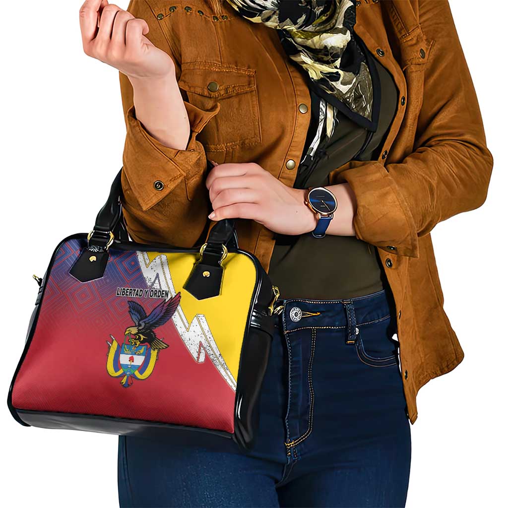 Colombia Coat Of Arms Shoulder Handbag With Flag Style And Fork Partern