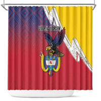 Colombia Coat Of Arms Shower Curtain With Flag Style And Fork Partern