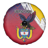 Colombia Coat Of Arms Spare Tire Cover With Flag Style And Folk Pattern - Wonder Print Shop