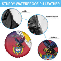 Colombia Coat Of Arms Spare Tire Cover With Flag Style And Folk Pattern - Wonder Print Shop