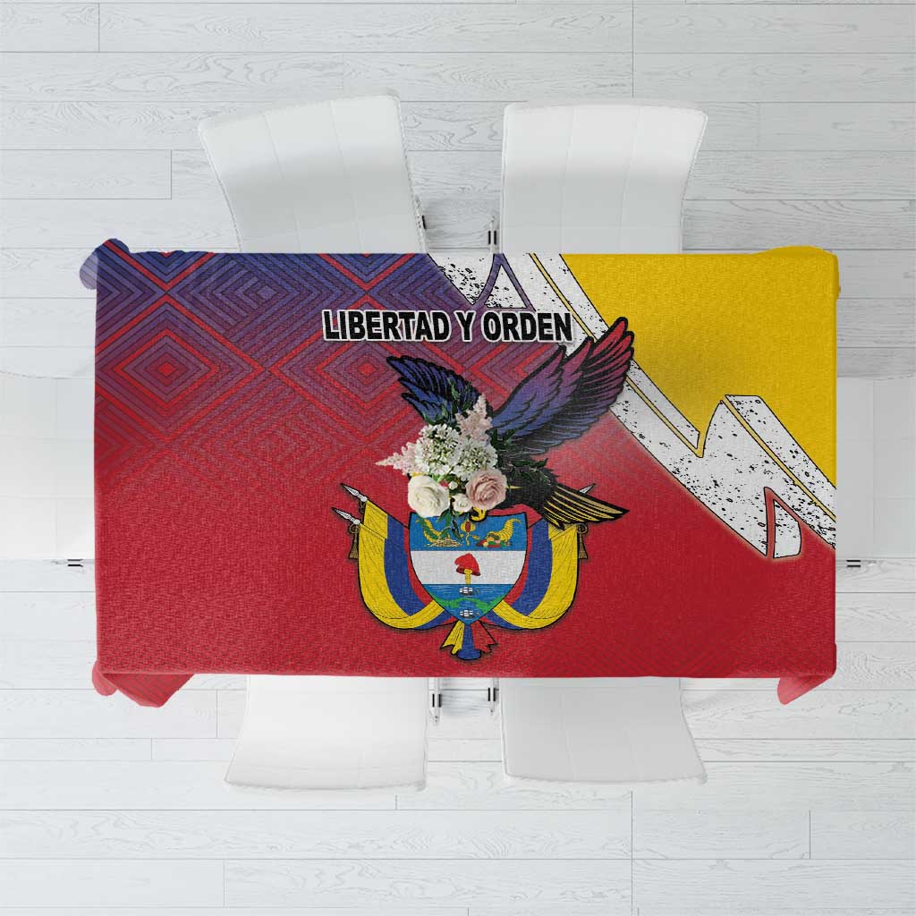 Colombia Coat Of Arms Tablecloth With Flag Style And Folk Pattern - Wonder Print Shop