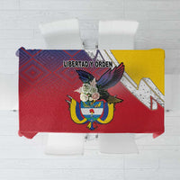 Colombia Coat Of Arms Tablecloth With Flag Style And Folk Pattern - Wonder Print Shop