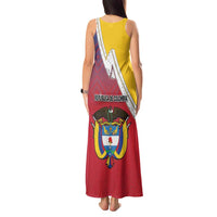Colombia Coat Of Arms Tank Maxi Dress With Flag Style And Folk Pattern - Wonder Print Shop