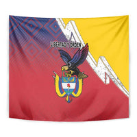 Colombia Coat Of Arms Tapestry With Flag Style And Folk Pattern - Wonder Print Shop