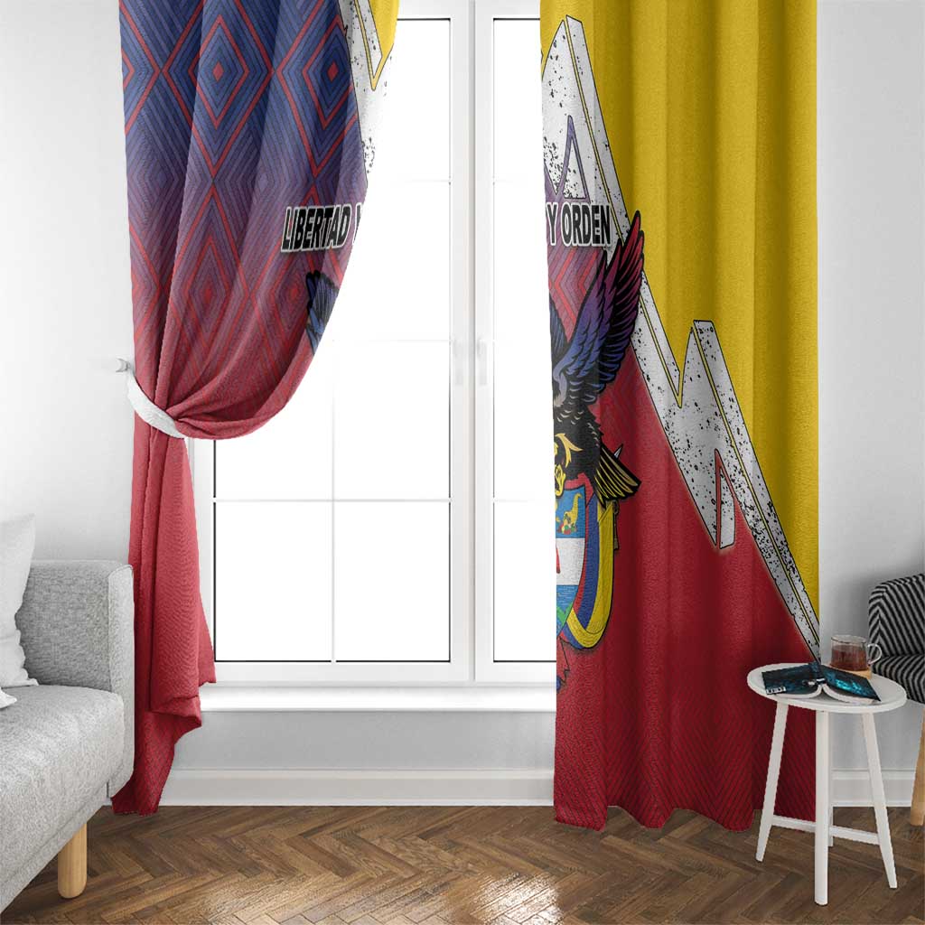 Colombia Coat Of Arms Window Curtain With Flag Style And Folk Pattern - Wonder Print Shop
