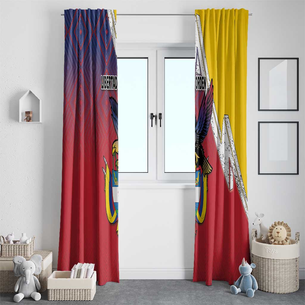 Colombia Coat Of Arms Window Curtain With Flag Style And Folk Pattern - Wonder Print Shop