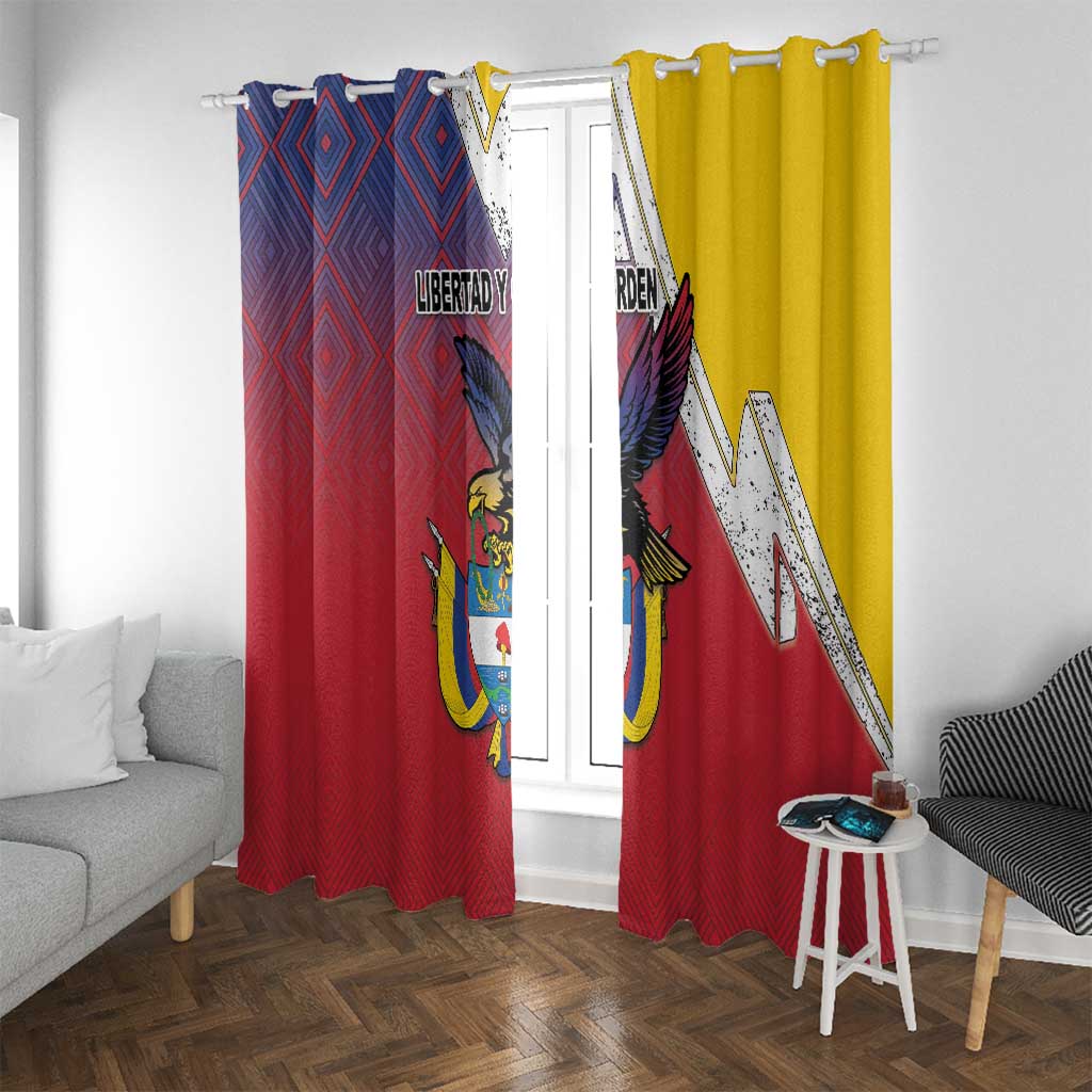 Colombia Coat Of Arms Window Curtain With Flag Style And Folk Pattern - Wonder Print Shop