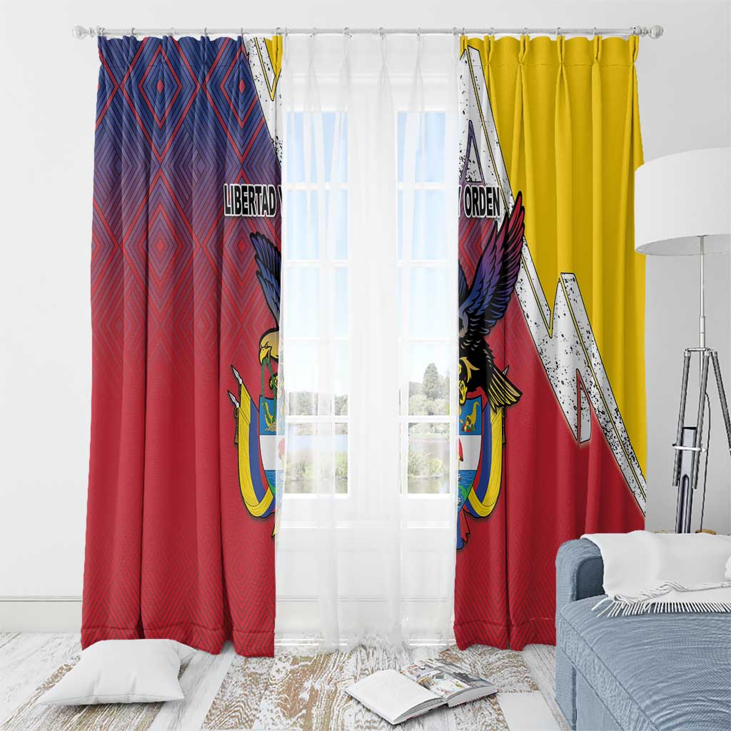 Colombia Coat Of Arms Window Curtain With Flag Style And Folk Pattern - Wonder Print Shop