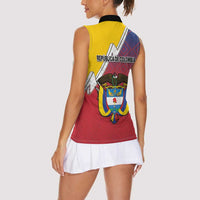 Colombia Coat Of Arms Women Sleeveless Polo Shirt With Flag Style And Folk Pattern - Wonder Print Shop