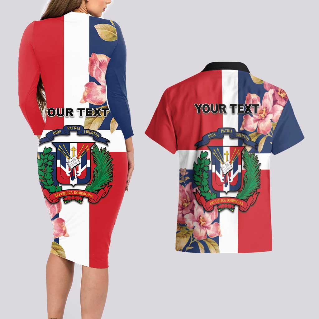 Personalized Dominican Republic Bayahbe Rose Couples Matching Long Sleeve Bodycon Dress and Hawaiian Shirt - Wonder Print Shop