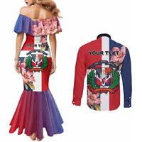 Personalized Dominican Republic Bayahíbe Rose Couples Matching Mermaid Dress and Long Sleeve Button Shirt