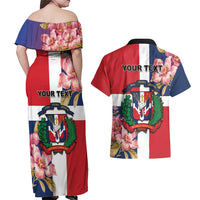 Personalized Dominican Republic Bayahbe Rose Couples Matching Off Shoulder Maxi Dress and Hawaiian Shirt - Wonder Print Shop