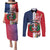 Personalized Dominican Republic Bayahbe Rose Couples Matching Puletasi and Long Sleeve Button Shirt - Wonder Print Shop
