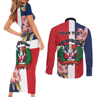 Personalized Dominican Republic Bayahbe Rose Couples Matching Short Sleeve Bodycon Dress and Long Sleeve Button Shirt - Wonder Print Shop