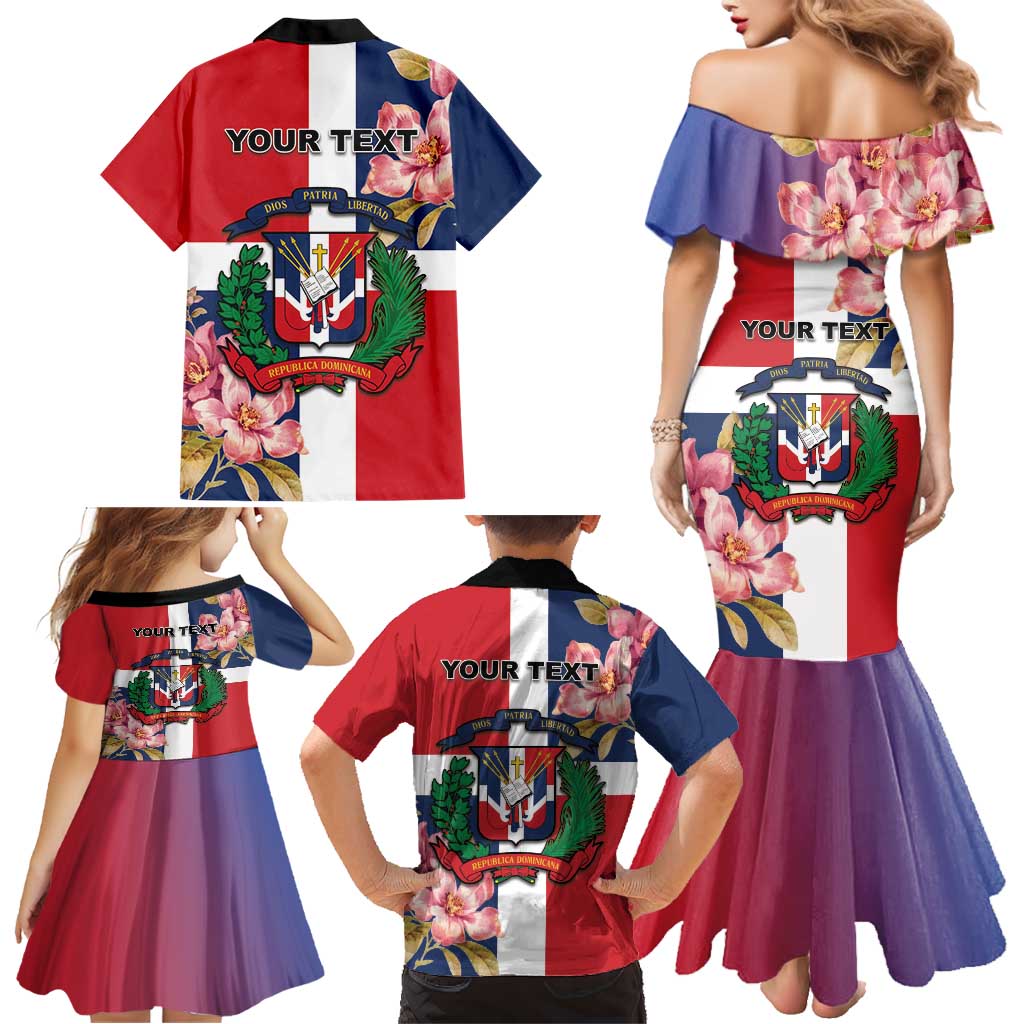 Personalized Dominican Republic Bayahbe Rose Family Matching Mermaid Dress and Hawaiian Shirt - Wonder Print Shop