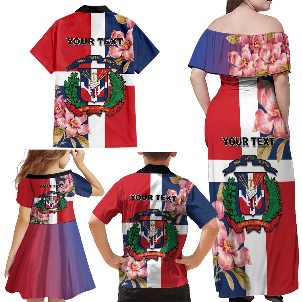 Personalized Dominican Republic Bayahbe Rose Family Matching Off Shoulder Maxi Dress and Hawaiian Shirt - Wonder Print Shop