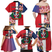 Personalized Dominican Republic Bayahbe Rose Family Matching Off Shoulder Maxi Dress and Hawaiian Shirt - Wonder Print Shop
