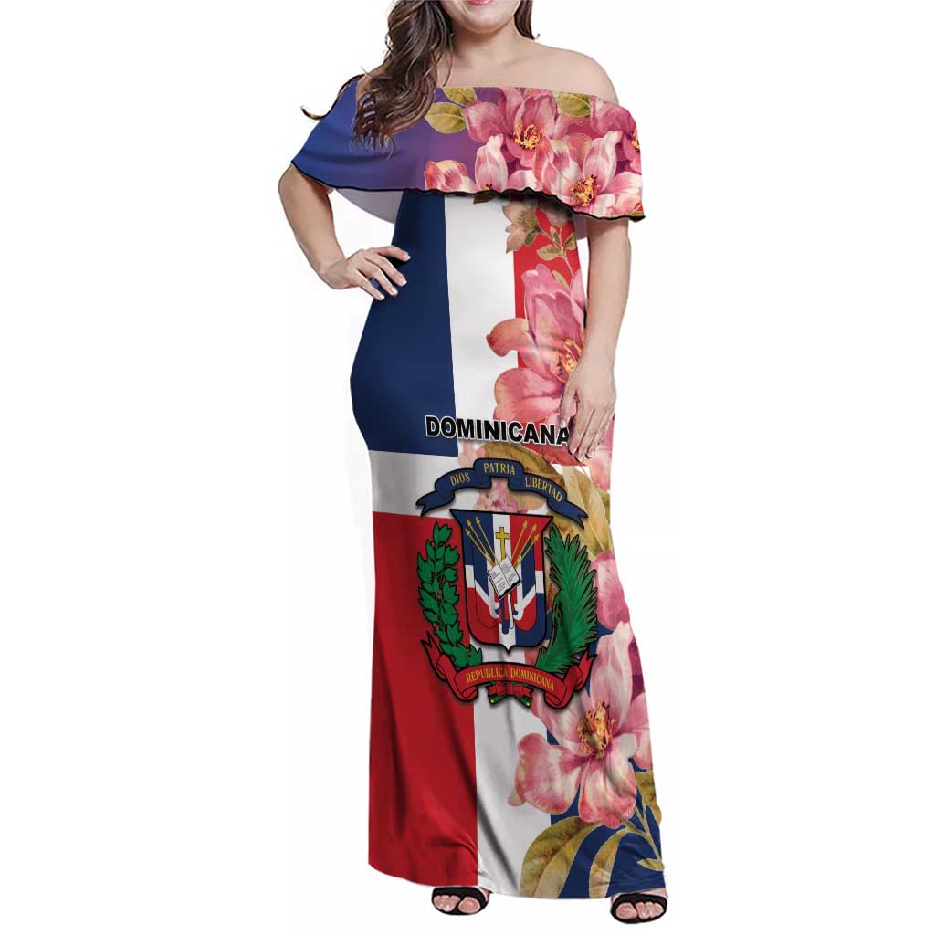 Personalized Dominican Republic Bayahbe Rose Family Matching Off Shoulder Maxi Dress and Hawaiian Shirt - Wonder Print Shop