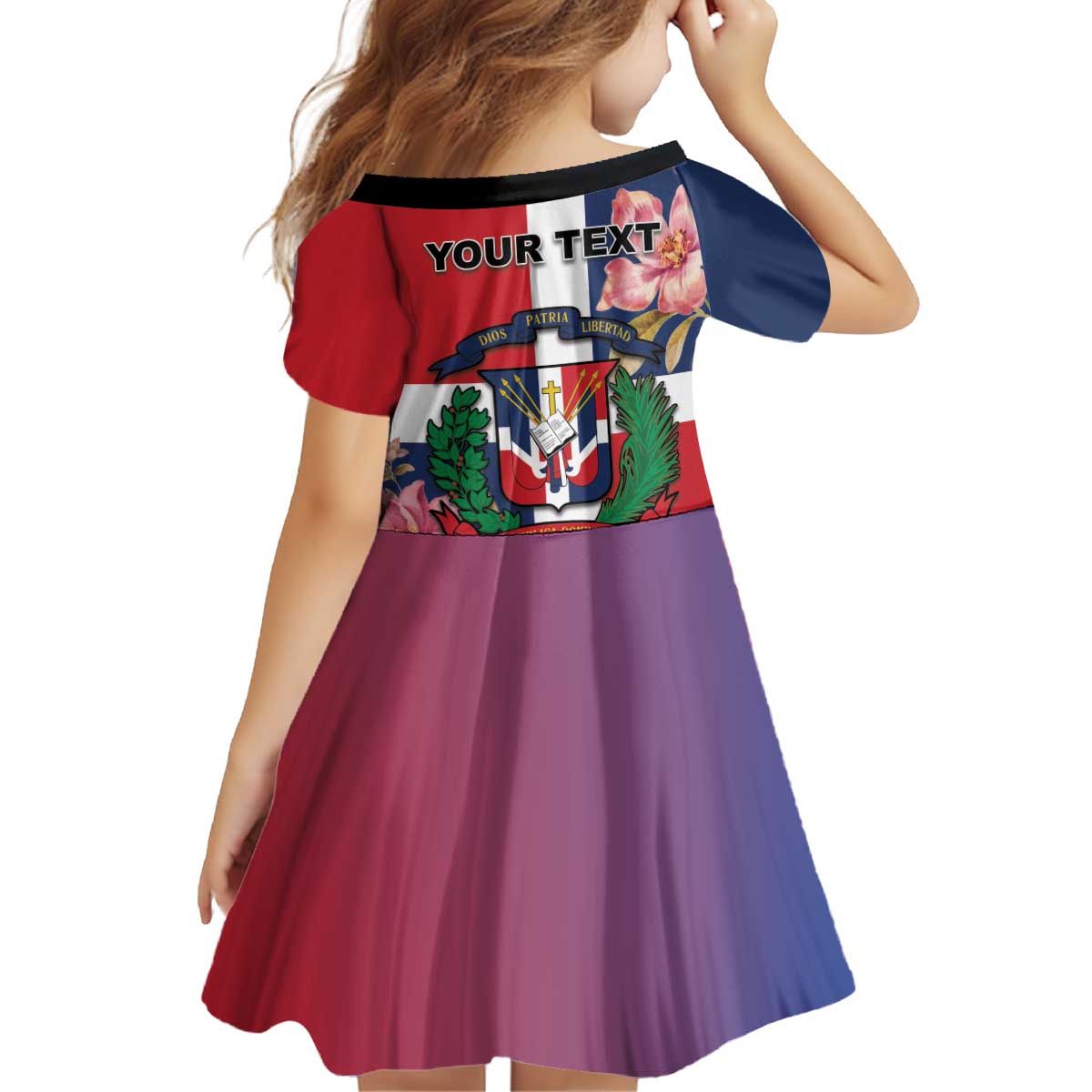 Personalized Dominican Republic Bayahbe Rose Kid Short Sleeve Dress - Wonder Print Shop