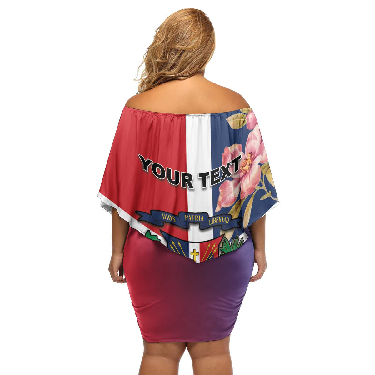 Personalized Dominican Republic Bayahbe Rose Off Shoulder Short Dress - Wonder Print Shop