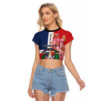 Personalized Dominican Republic Bayahbe Rose Raglan Cropped T Shirt - Wonder Print Shop