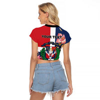 Personalized Dominican Republic Bayahbe Rose Raglan Cropped T Shirt - Wonder Print Shop