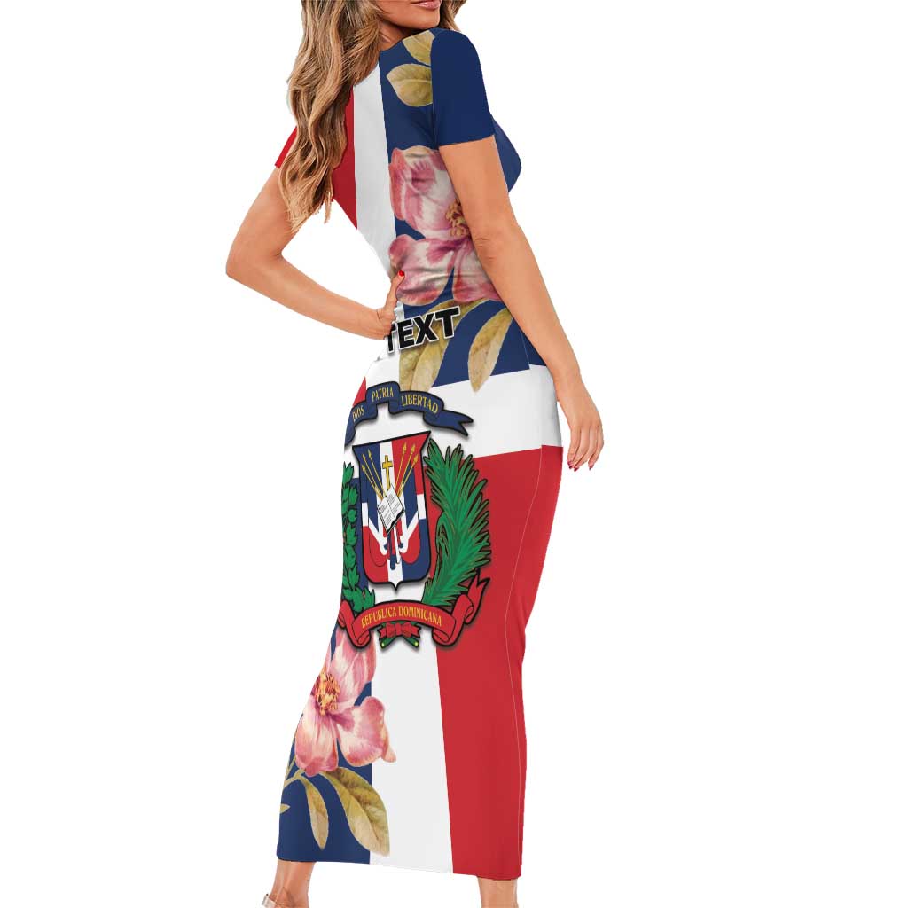 Personalized Dominican Republic Bayahbe Rose Short Sleeve Bodycon Dress - Wonder Print Shop