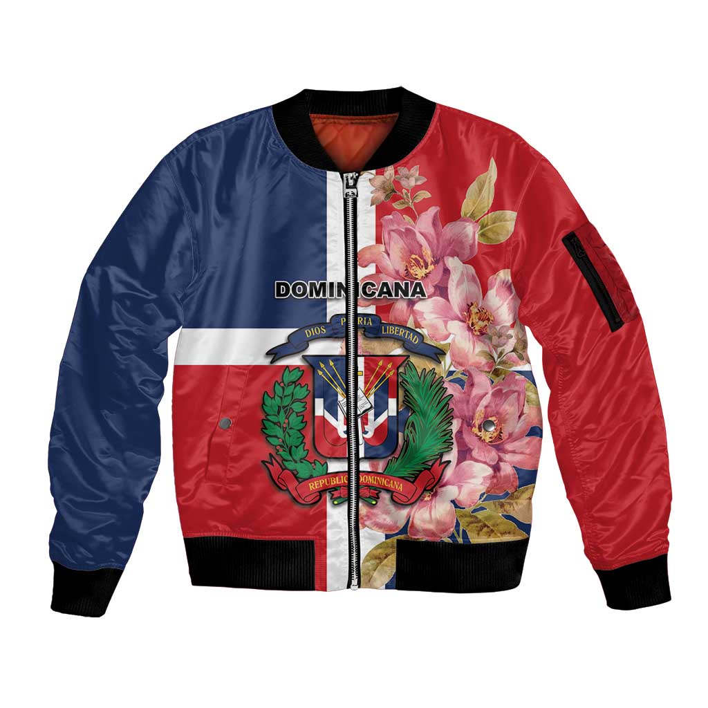 Personalized Dominican Republic Bayahbe Rose Sleeve Zip Bomber Jacket - Wonder Print Shop