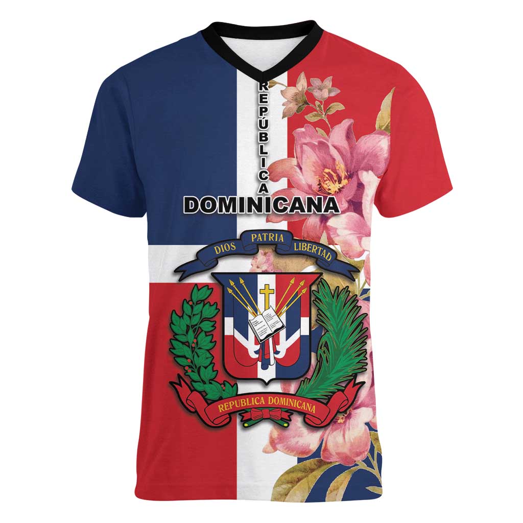 Personalized Dominican Republic Bayahbe Rose Women V-Neck T-Shirt - Wonder Print Shop