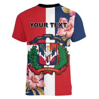Personalized Dominican Republic Bayahbe Rose Women V-Neck T-Shirt - Wonder Print Shop
