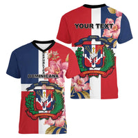 Personalized Dominican Republic Bayahbe Rose Women V-Neck T-Shirt - Wonder Print Shop