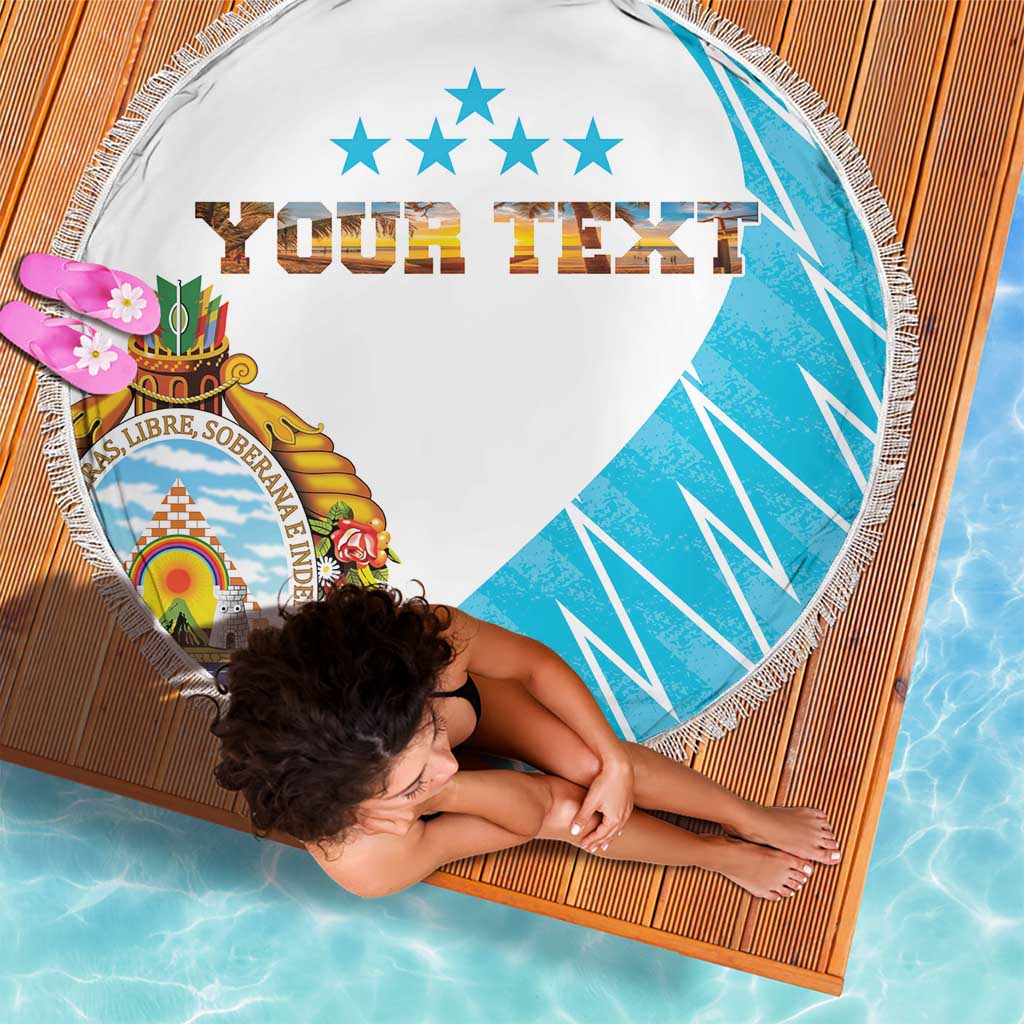 Personalized Honduras Coat Of Arms Beach Blanket Flag Color Style - Wonder Print Shop