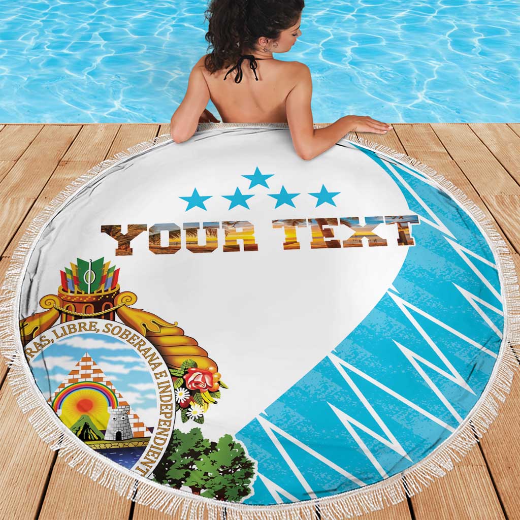 Personalized Honduras Coat Of Arms Beach Blanket Flag Color Style - Wonder Print Shop