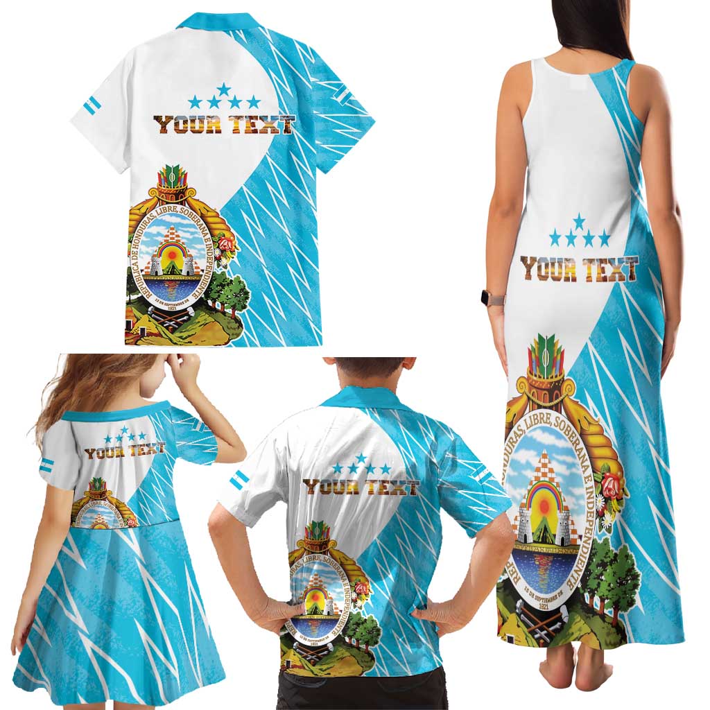 Personalized Honduras Coat Of Arms Family Matching Tank Maxi Dress and Hawaiian Shirt Flag Color Style - Wonder Print Shop